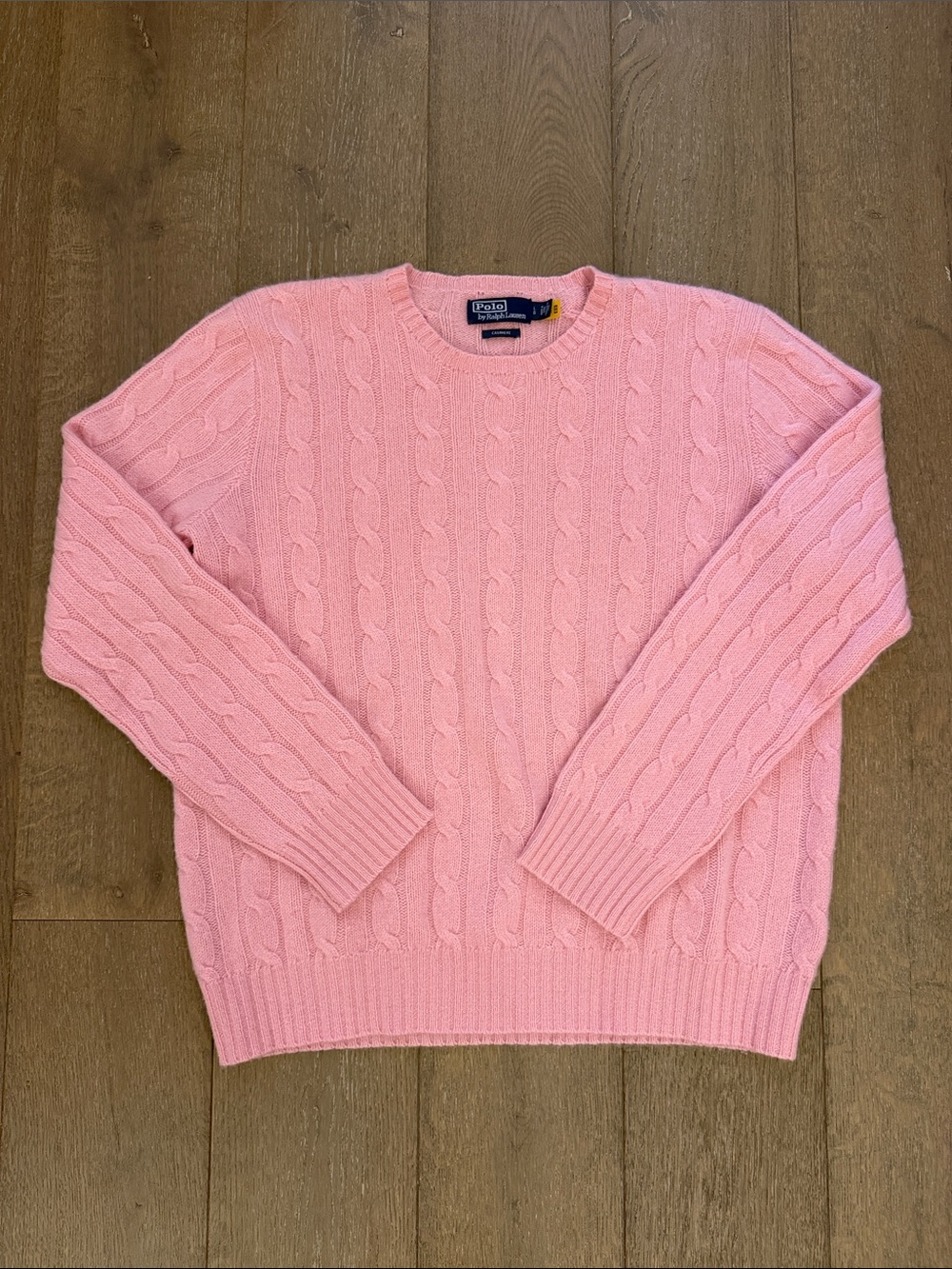 Polo by Ralph Lauren Pink Cable-Knit Cashmere Crewneck Sweater